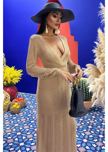 Derin Yaka Triko Elbise 2856 fiyatları