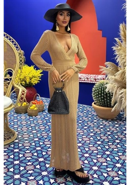 Derin Yaka Triko Elbise 2856 indirimleri