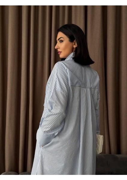 Çizgili Midi Gömlek Elbise fırsatları