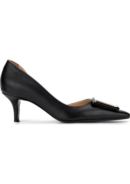Kadın Hakiki Deri Siyah Analin Topuklu Ayakkabı 492 55203 Bn Ayk Y25 Sıyah Anl