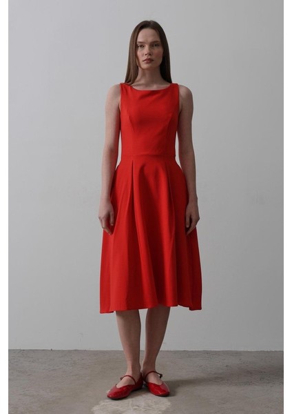 Double Kolsuz Elbise - Kırmızı fiyatları