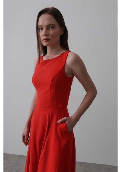 Double Kolsuz Elbise - Kırmızı modelleri