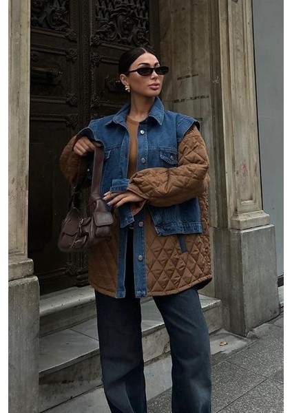 Denim Garnili Kapitone Ceket 7071 fiyatları