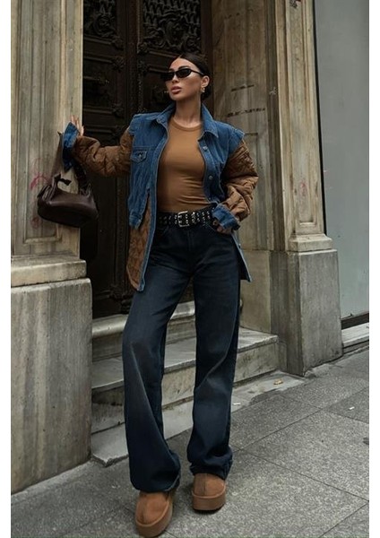 Denim Garnili Kapitone Ceket 7071 modelleri