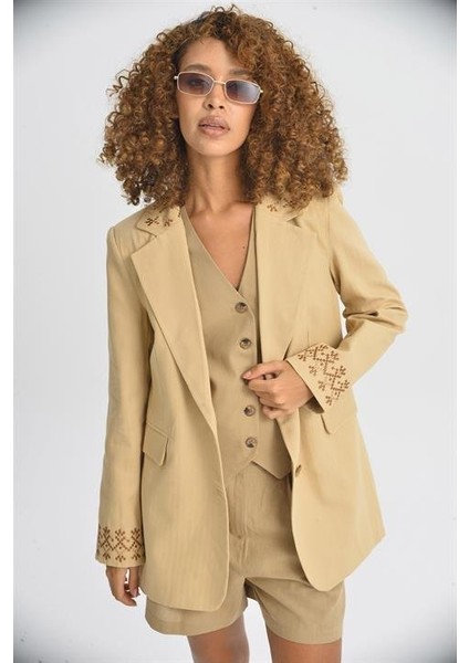 Leomie Nakışlı Blazer Ceket 6106