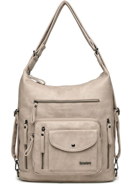 Yıkama Deri Hem Sırt Hem Omuz Kadın Çantası 21-K Barcelona 1580-7