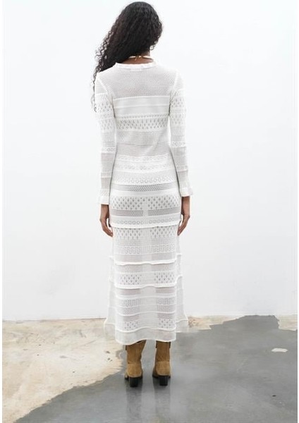 Mirca Maxi Fırfır Detaylı Örme Elbise 2798