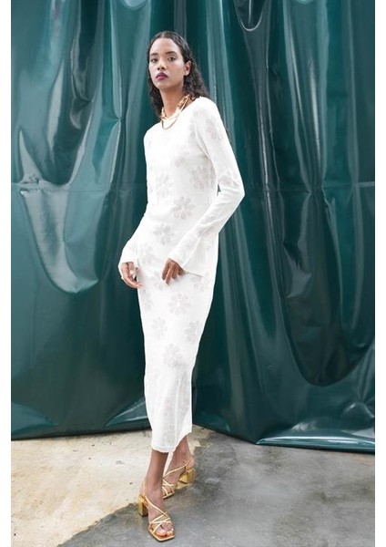 Belen Çiçek Desenli Maxi Boy Elbise 2793
