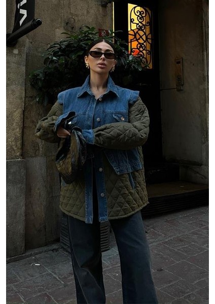 Denim Garnili Kapitone Ceket 7071