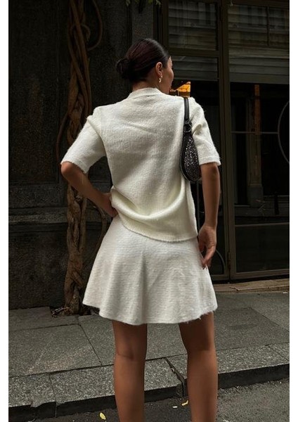 Yakası Taşlı Şardonlu Mini Etekli Takım 10002