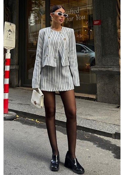 Hendra Çizgili Etek Takım 9481-24