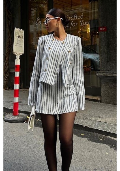 Hendra Çizgili Etek Takım 9481-24