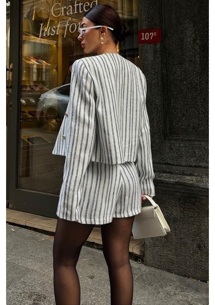 Hendra Çizgili Etek Takım 9481-24