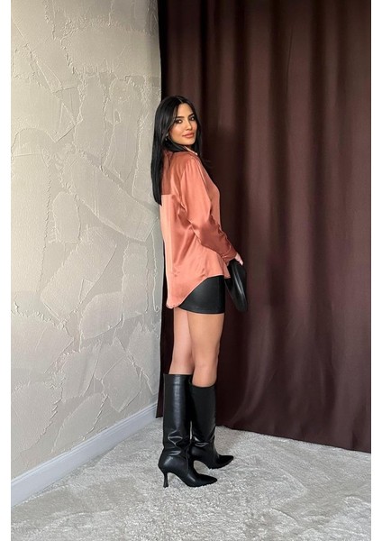 Kiremit Saten Gömlek modelleri