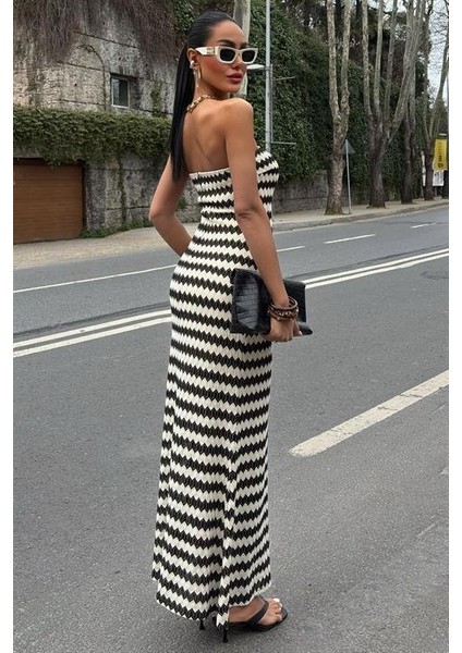 Maura Desenli Straplez Elbise 2770