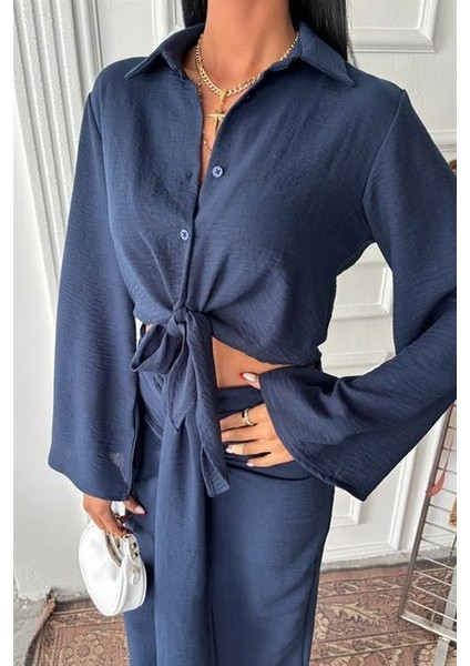 Crop Gömlekli ve Eteği Büzgülü Tasarım Takım 10195 indirimleri