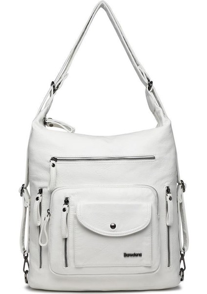 Yıkama Deri Hem Sırt Hem Omuz Kadın Çantası 21-K Barcelona 1580-7