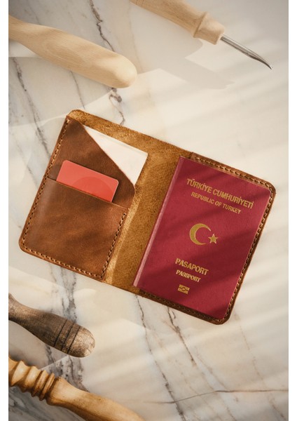El Yapımı Hakiki Deri Pasaport Kılıfı, Gerçek Deri Pasaportluk, Seyahat Cüzdanı