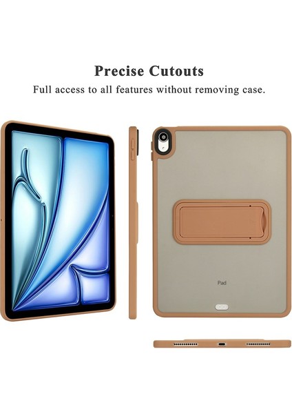 Apple iPad Air 11 Inc M2 (2024) Uyumlu Yatay Stand Olabilen Antishock Köşe ve Kamera Korumalı Arka Yüzeyi Mat Threxi Kılıf A2902 A2903
