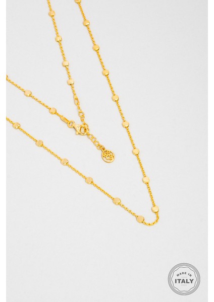 Italyan Tasarım 18 Ayar Sarı Altın Kaplama Gümüş Zincir Kolye