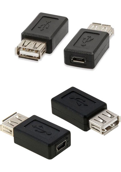 Mikro USB Dişi To USB Dişi Mini USB Dişi To USB Dişi 2'li Set
