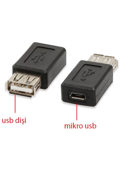 Mikro USB Dişi To USB Dişi Mini USB Dişi To USB Dişi 2'li Set