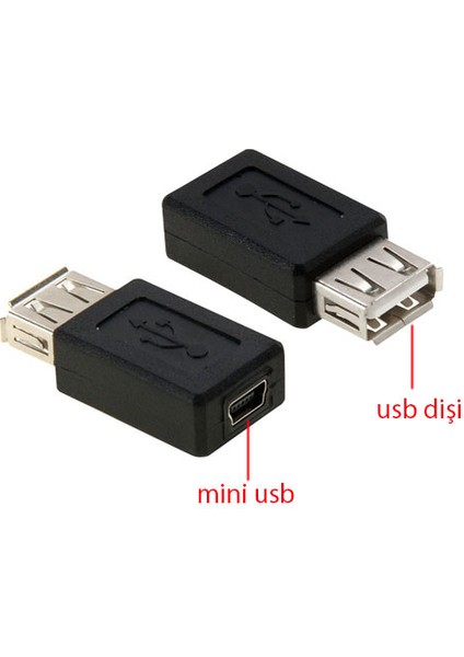 Mikro USB Dişi To USB Dişi Mini USB Dişi To USB Dişi 2'li Set