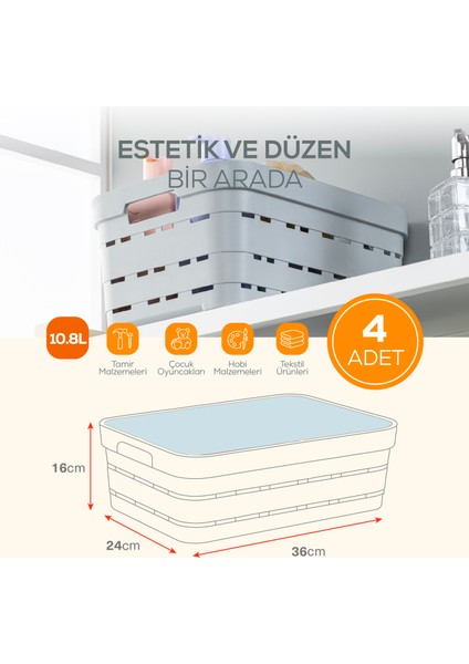 4'lü Kapaklı 10,8 Litre Delikli Saklama Kutusu Mavi fiyatları