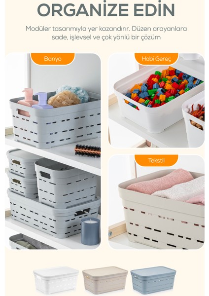 4'lü Kapaklı 10,8 Litre Delikli Saklama Kutusu Mavi indirimleri