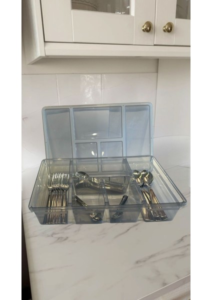 5 Bölmeli Kapaklı Çekmece Düzenleyici, Mutfak Için Pratik Organizer