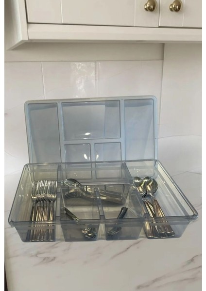 5 Bölmeli Kapaklı Çekmece Düzenleyici, Mutfak Için Pratik Organizer indirimleri