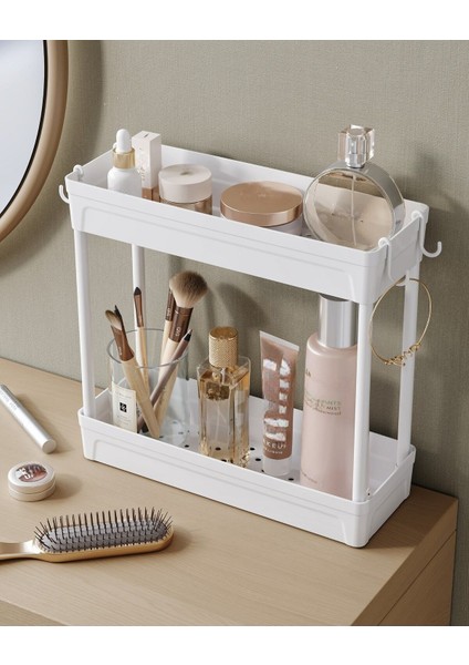 Beyaz Çok Katlı Kozmetik ve Takı Organizeri Raf Standı