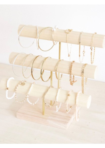 Ahşap Takı Organizeri Çoklu Askı Standı Dekoratif ve Düzenleyici