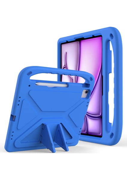 iPad Pro 13(2024)/AIR 13(2025)/(2024)EVA Kılıf Darbeye Dayanıklı Saplı Destekli Tablet Kılıfı-Mavi (Yurt Dışından)