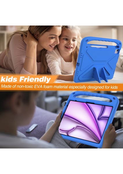 iPad Pro 13(2024)/AIR 13(2025)/(2024)EVA Kılıf Darbeye Dayanıklı Saplı Destekli Tablet Kılıfı-Mavi (Yurt Dışından) fırsatları