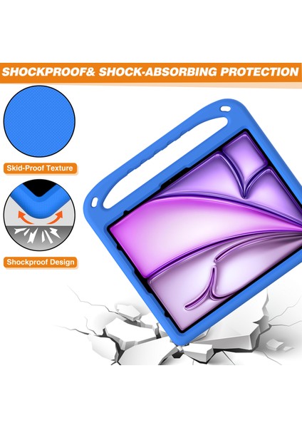iPad Pro 13(2024)/AIR 13(2025)/(2024)EVA Kılıf Darbeye Dayanıklı Saplı Destekli Tablet Kılıfı-Mavi (Yurt Dışından) indirimleri