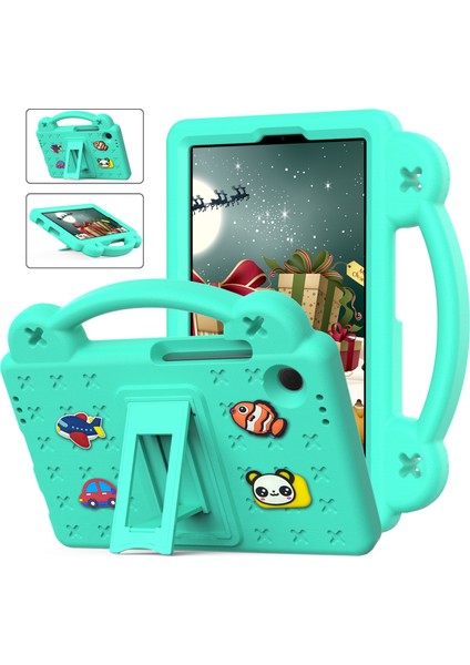 Samsung Galaxy Tab A9 Kılıfı Eva Tablet Kılıfı Düşmeye Karşı Dayanıklı Kickstand Kılıfı Kavrama Saplı-Yeşil (Yurt Dışından)