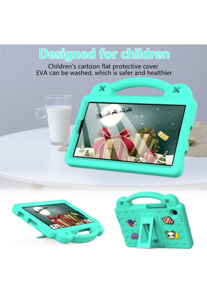Samsung Galaxy Tab A9 Kılıfı Eva Tablet Kılıfı Düşmeye Karşı Dayanıklı Kickstand Kılıfı Kavrama Saplı-Yeşil (Yurt Dışından) fiyatları