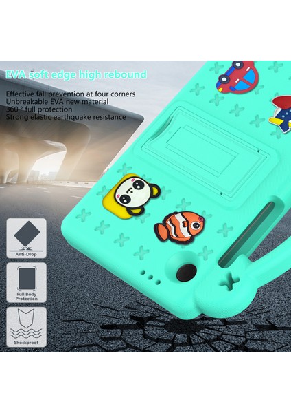 Samsung Galaxy Tab A9 Kılıfı Eva Tablet Kılıfı Düşmeye Karşı Dayanıklı Kickstand Kılıfı Kavrama Saplı-Yeşil (Yurt Dışından) indirimleri