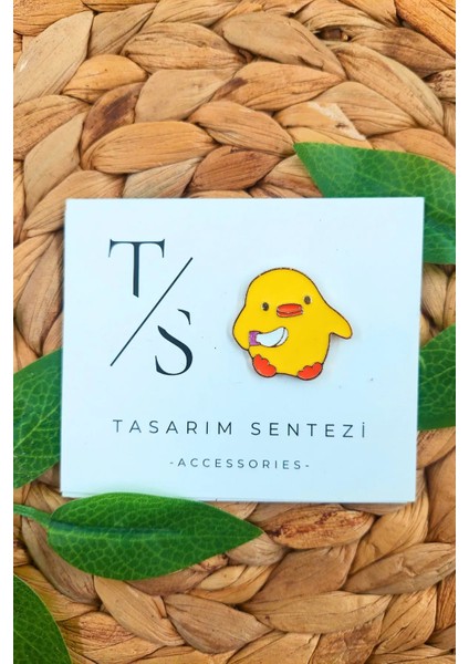 Rozet Metal Broş Bıçaklı Civciv Ördek Katil Sarı Civciv Yaka Okul Çanta Kıyafet Şapka Takı