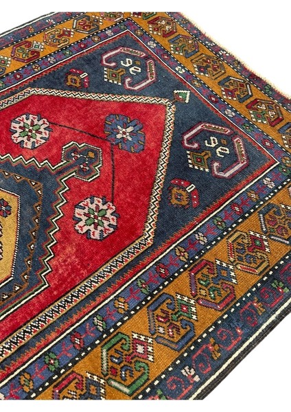 El Dokuma Eskitme Ince Yahyalı 101X175 Kırmızı Lacivert Yün Halı modelleri