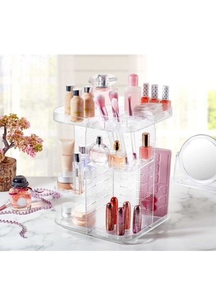 Turkuaz Dönebilir Makyaj Organizeri, Geniş ve Pratik Depolama Alanı