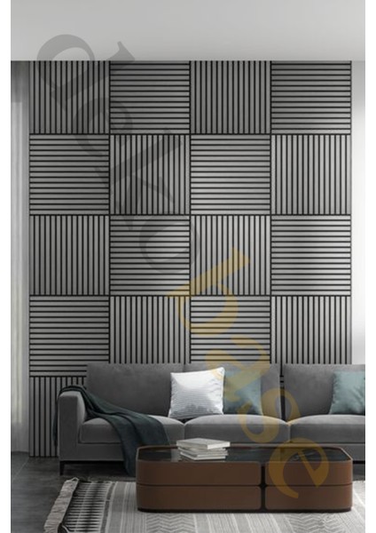 40X40 Açık Gri Renk Akustik Ahşap Duvar Paneli