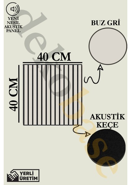 40X40 Açık Gri Renk Akustik Ahşap Duvar Paneli