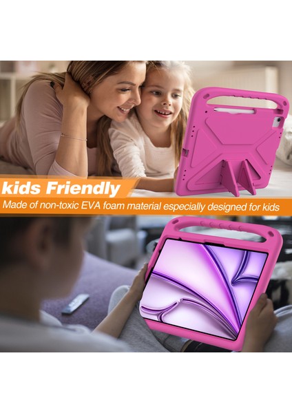 iPad Pro 13(2024)/AIR 13(2025)/(2024)EVA Kılıf Darbeye Dayanıklı Saplı Destekli Tablet Kılıfı-Gül (Yurt Dışından) fırsatları