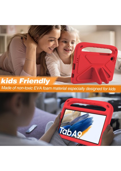 Samsung Galaxy Tab A9 Kılıf Darbeye Dayanıklı Kickstand Eva Tablet Kılıfı Saplı-Kırmızı (Yurt Dışından) fırsatları