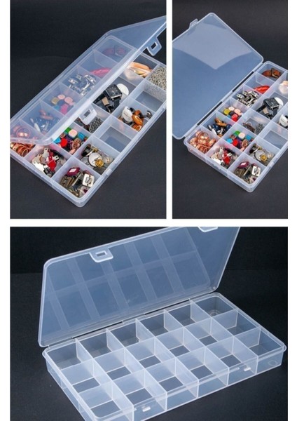4'lü 18 Bölmeli Şeffaf Takı Kutusu Organizer Düzenleyici Set fiyatları