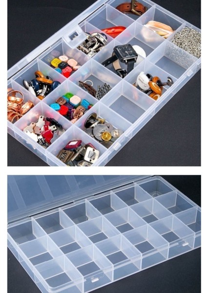 4'lü 18 Bölmeli Şeffaf Takı Kutusu Organizer Düzenleyici Set modelleri
