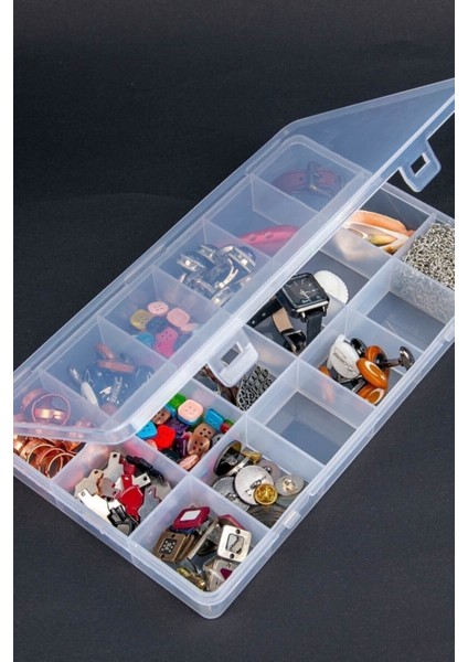 4'lü 18 Bölmeli Şeffaf Takı Kutusu Organizer Düzenleyici Set fırsatları