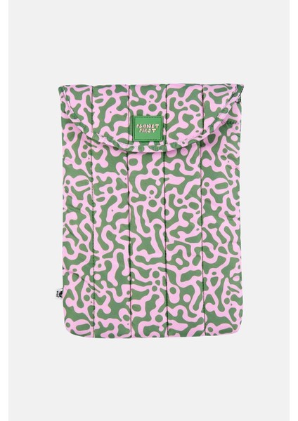 Planet First Puffer Laptop Case - Pembe/yeşil